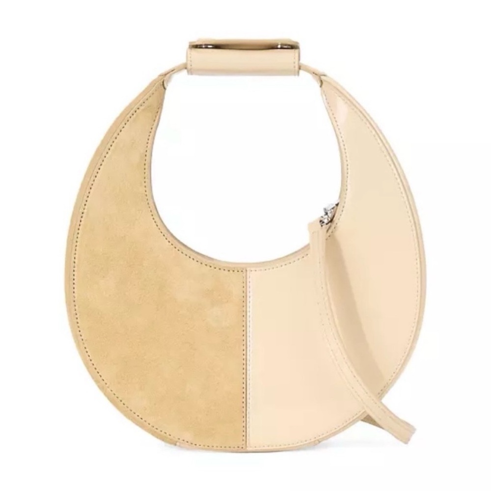 STAUD Suede Cream and Tan Crossbody Bag NWT
